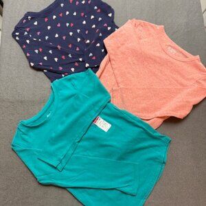 Lot of 3 Girl's Long Sleeved Shirts-2 solid/1 pattern-Size 4T